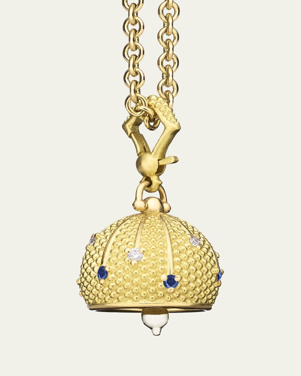 18k YG Belle Charm with Diamonds and Sapphire